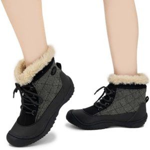 JBU by Jambu Jane Boots Faux Fur Lace Up Booties Black Herringbone Size 7 NEW
